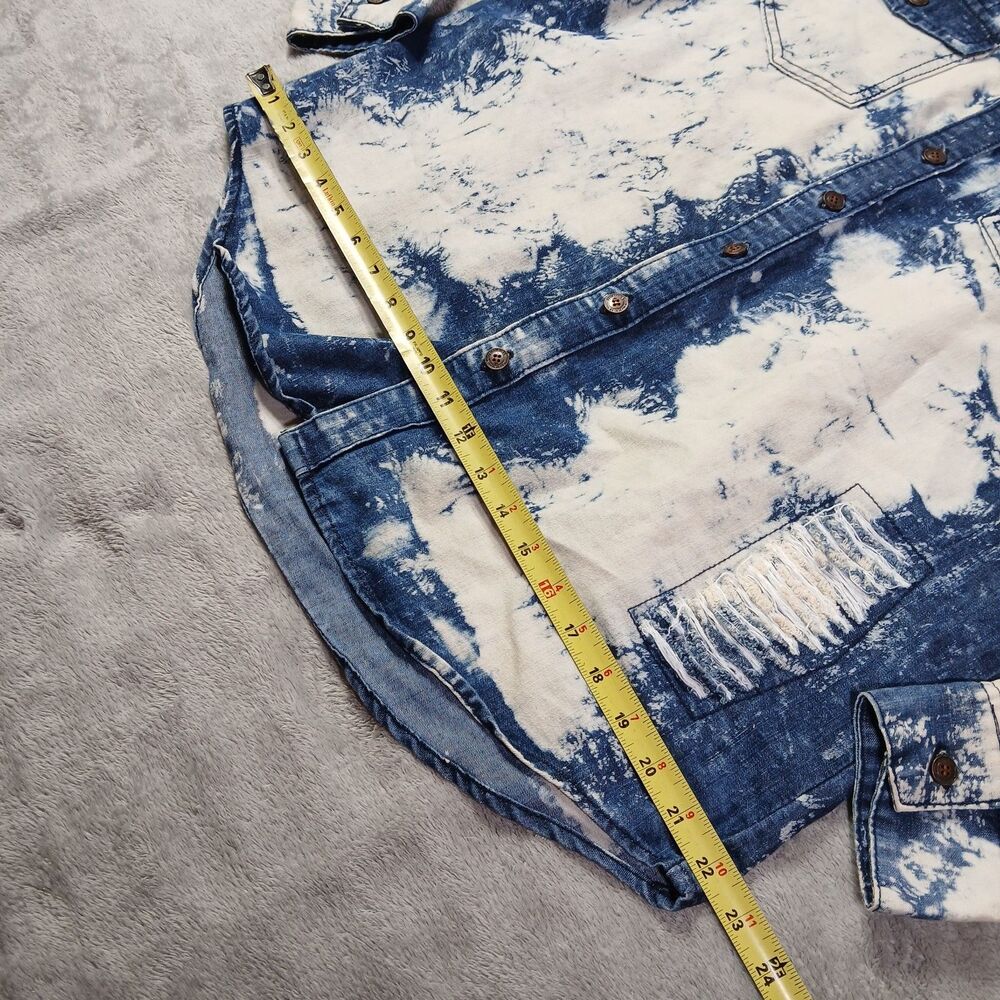 GS-115 L Denim Shacket Blue Acid-Wash Metropolitan-Grunge Indie-Sleaze Utility L - Picture 4 of 12